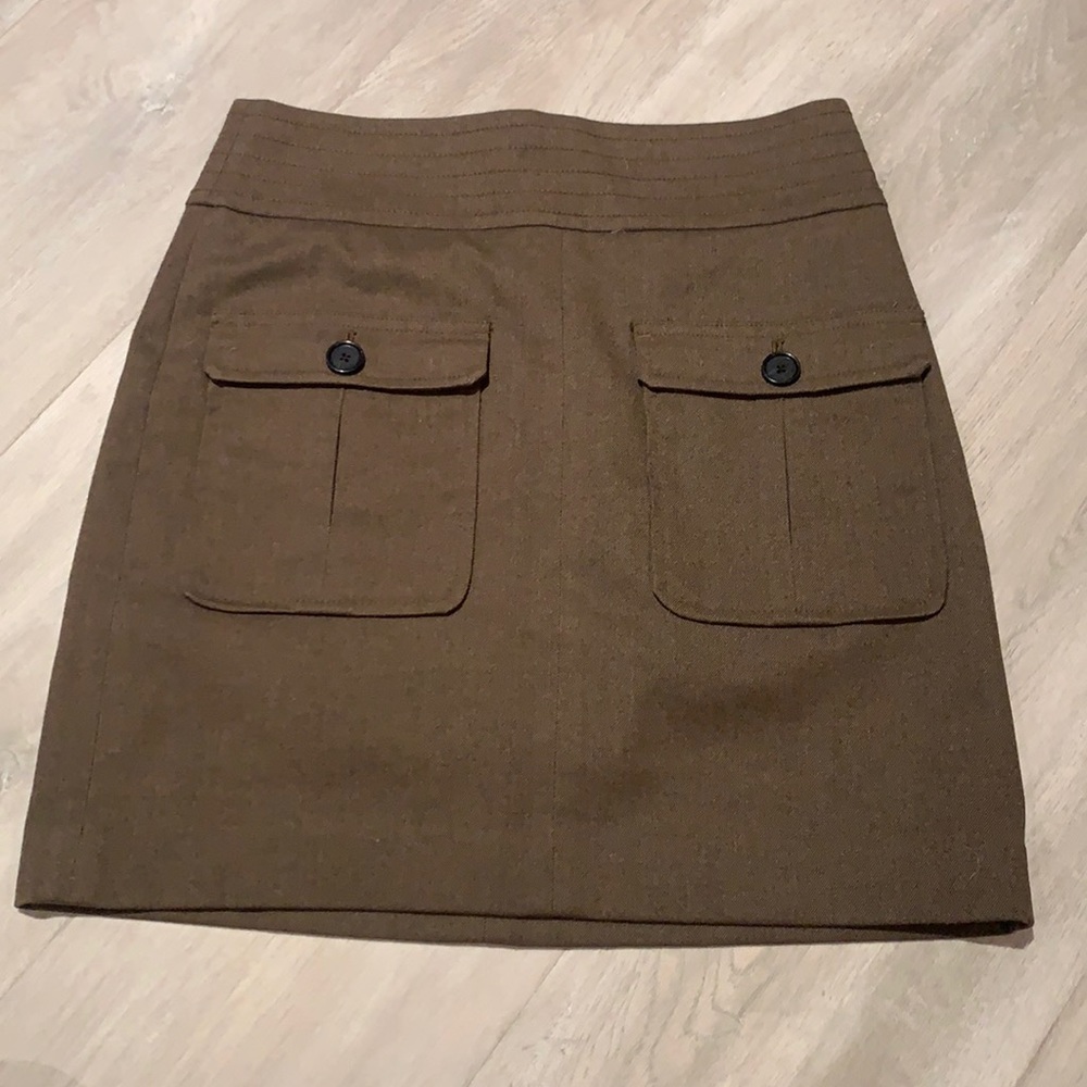 Loft Army Olive pencil mini skirt